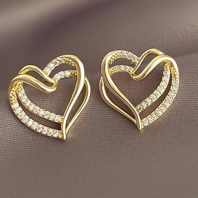 Huitan Lady Heart Stud Earrings Gold Color Inlaid Shining CZ Romantic Wedding Anniversary Party Versatile Accessories Zircon
Huitan Lady Heart Stud Earrings Gold Color Inlaid Shining CZ Romantic Wedding Anniversary Party Versatile Accessories Zircon
