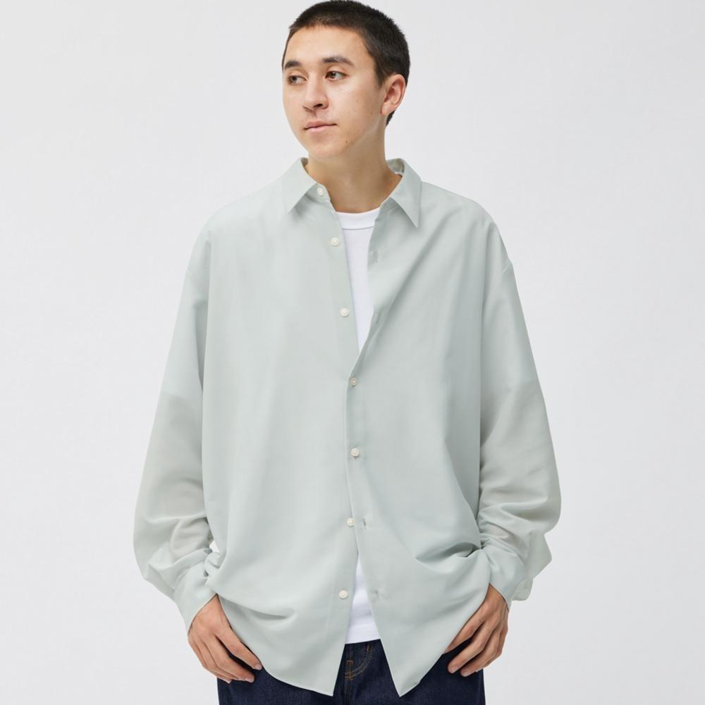 Прозрачная рубашка оверсайз с длинным рукавом GU by Uniqlo Easy Care 
Прозрачная рубашка оверсайз с длинным рукавом GU by Uniqlo Easy Care