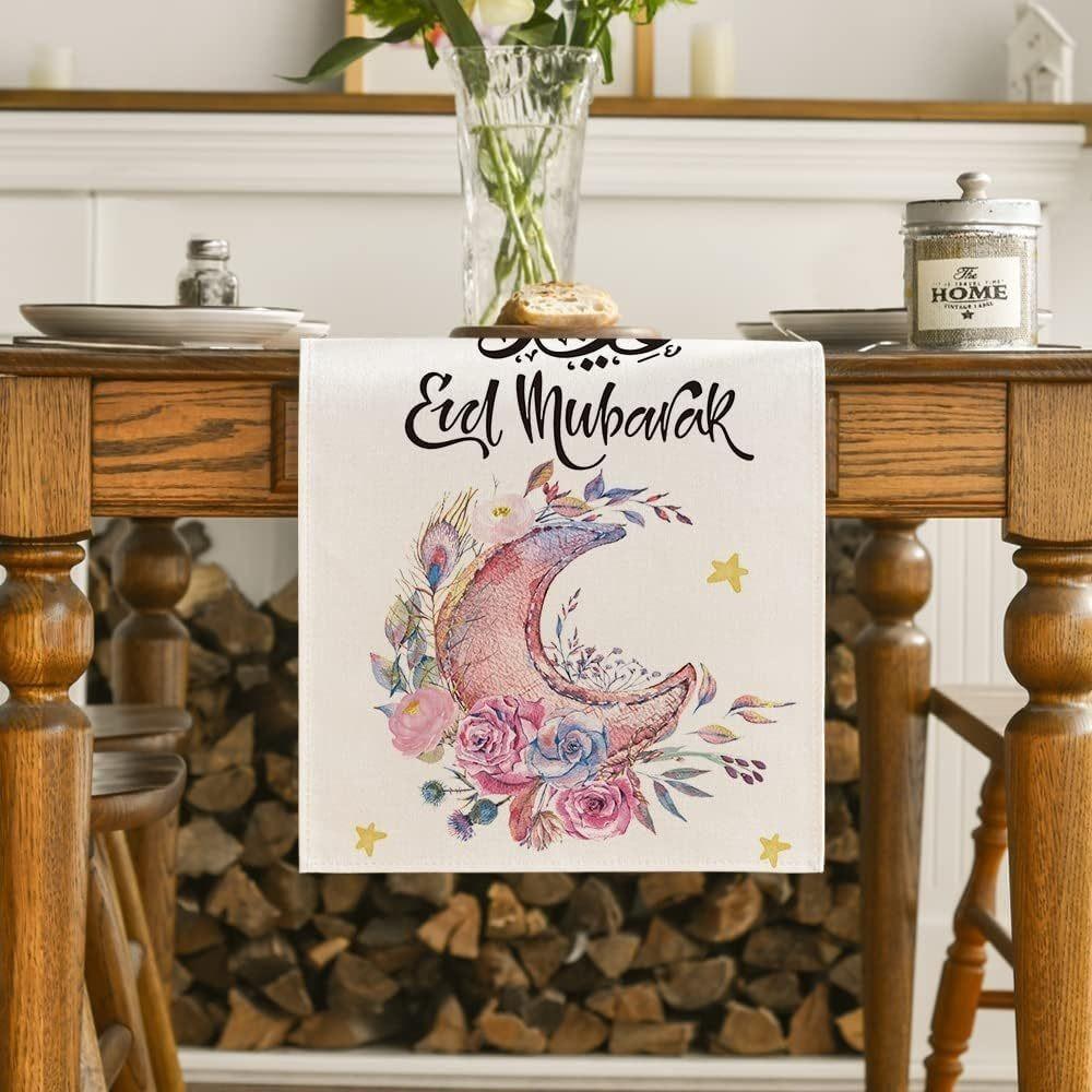 Linen Eid Mubarak Table Runner Moon Star Mosque Pattern Placemat Household Tablecloth Muslim D
Linen Eid Mubarak Table Runner Moon Star Mosque Pattern Placemat Household Tablecloth Muslim D