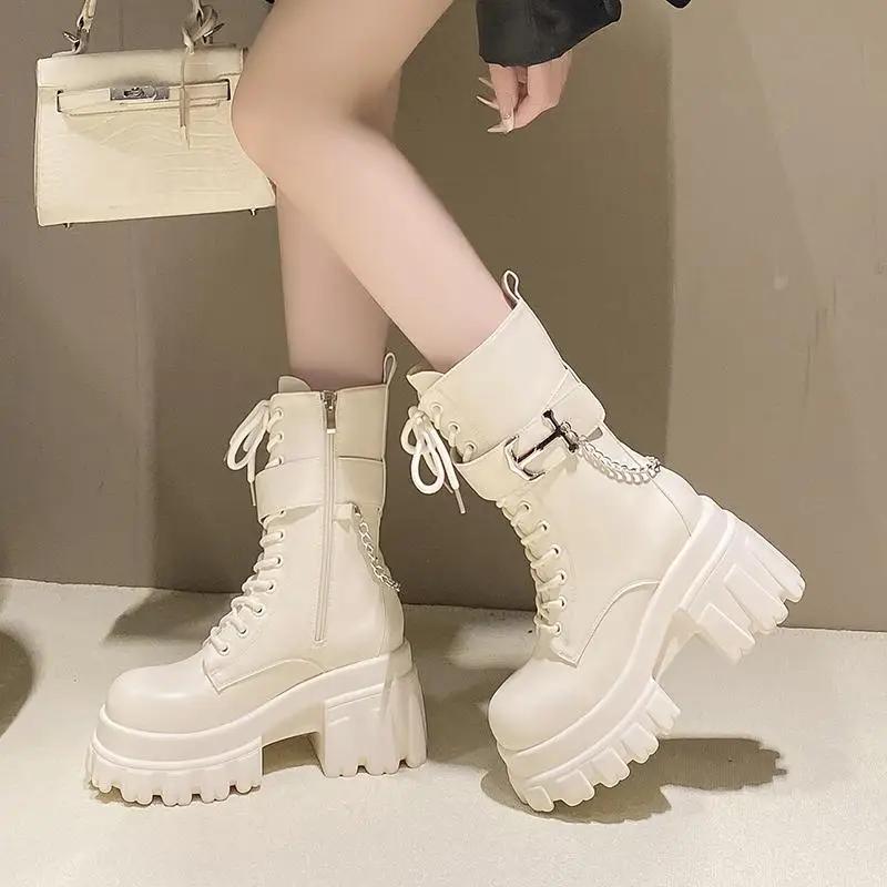 9CM Chunky Platform Mid-Calf Boots Women New Autumn Winter Motorcycle Boots Woman Thick Bottom Non Slip Leather Combat Boots 34 бежевый
9CM Chunky Platform Mid-Calf Boots Women New Autumn Winter Motorcycle Boots Woman Thick Bottom Non Slip Leather Combat Boots 34 бежевый