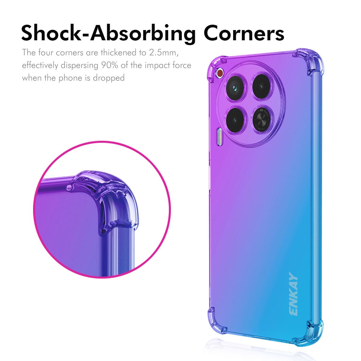 For TECNO Camon 30 4G TPU Case ENKAY Thickened Four Corner Drop-proof Phone Back Cover Purple/Blue
For TECNO Camon 30 4G TPU Case ENKAY Thickened Four Corner Drop-proof Phone Back Cover Purple/Blue