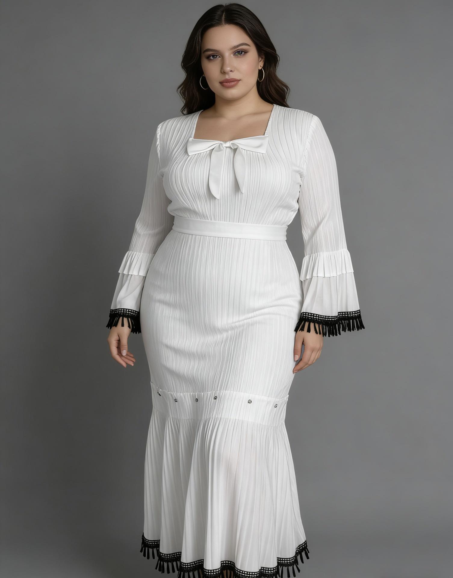 African Miyake Pleated Tassel Plus Size Dress: Elegant Long Sleeve, Waist-Cinching Bow, European & American Fashion One Size (80-160 kg)
African Miyake Pleated Tassel Plus Size Dress: Elegant Long Sleeve, Waist-Cinching Bow, European & American Fashion One Size (80-160 kg)