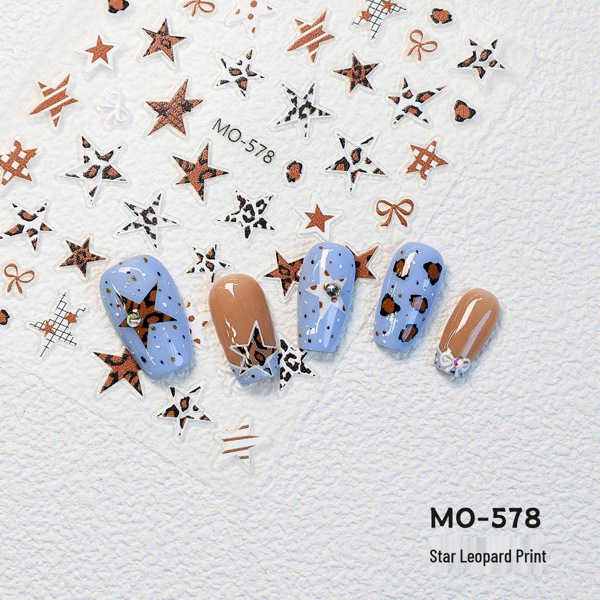Embossed 5D Leopard Print & Irregular Blue Star Bow Nail Art Stickers
Embossed 5D Leopard Print & Irregular Blue Star Bow Nail Art Stickers