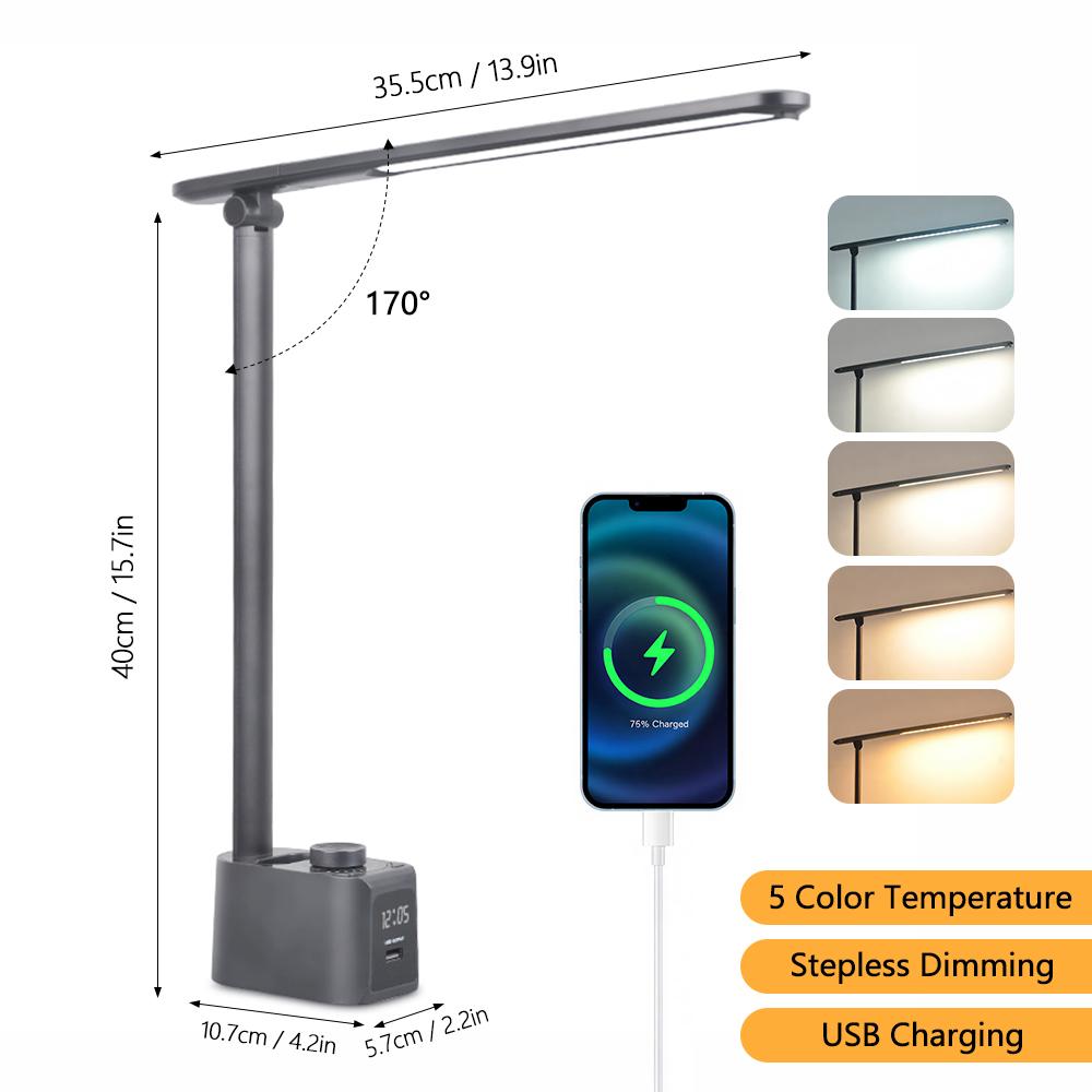LED Foldable Eye-Care Reading Desk Lamp with Stepless Dimming Time Display and USB Output Charging Table Lamp for Home Office 5W чорний
LED Foldable Eye-Care Reading Desk Lamp with Stepless Dimming Time Display and USB Output Charging Table Lamp for Home Office 5W чорний