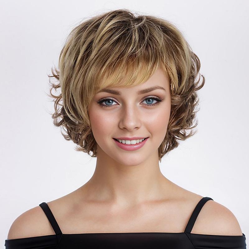Synthetic Short Bob Cut Wig for Women Blonde Highlight Wig Natural Curly Hair Wig with Bangs Daily Cosplay Halloween
Synthetic Short Bob Cut Wig for Women Blonde Highlight Wig Natural Curly Hair Wig with Bangs Daily Cosplay Halloween