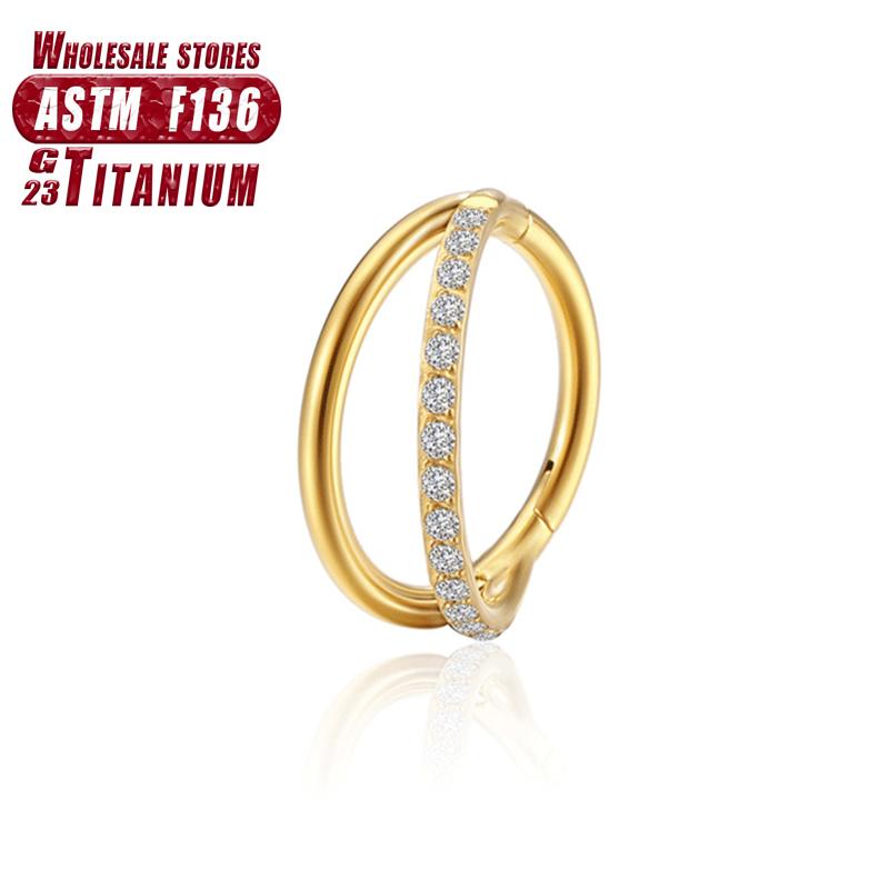 F136 Titanium Piercing Double Layered Triple Stack Hinged 16g Zircon Nose Ring Helix Cartilage CZ Small Cartilage Septum Clicker 16G 1.2x10mm
F136 Titanium Piercing Double Layered Triple Stack Hinged 16g Zircon Nose Ring Helix Cartilage CZ Small Cartilage Septum Clicker 16G 1.2x10mm