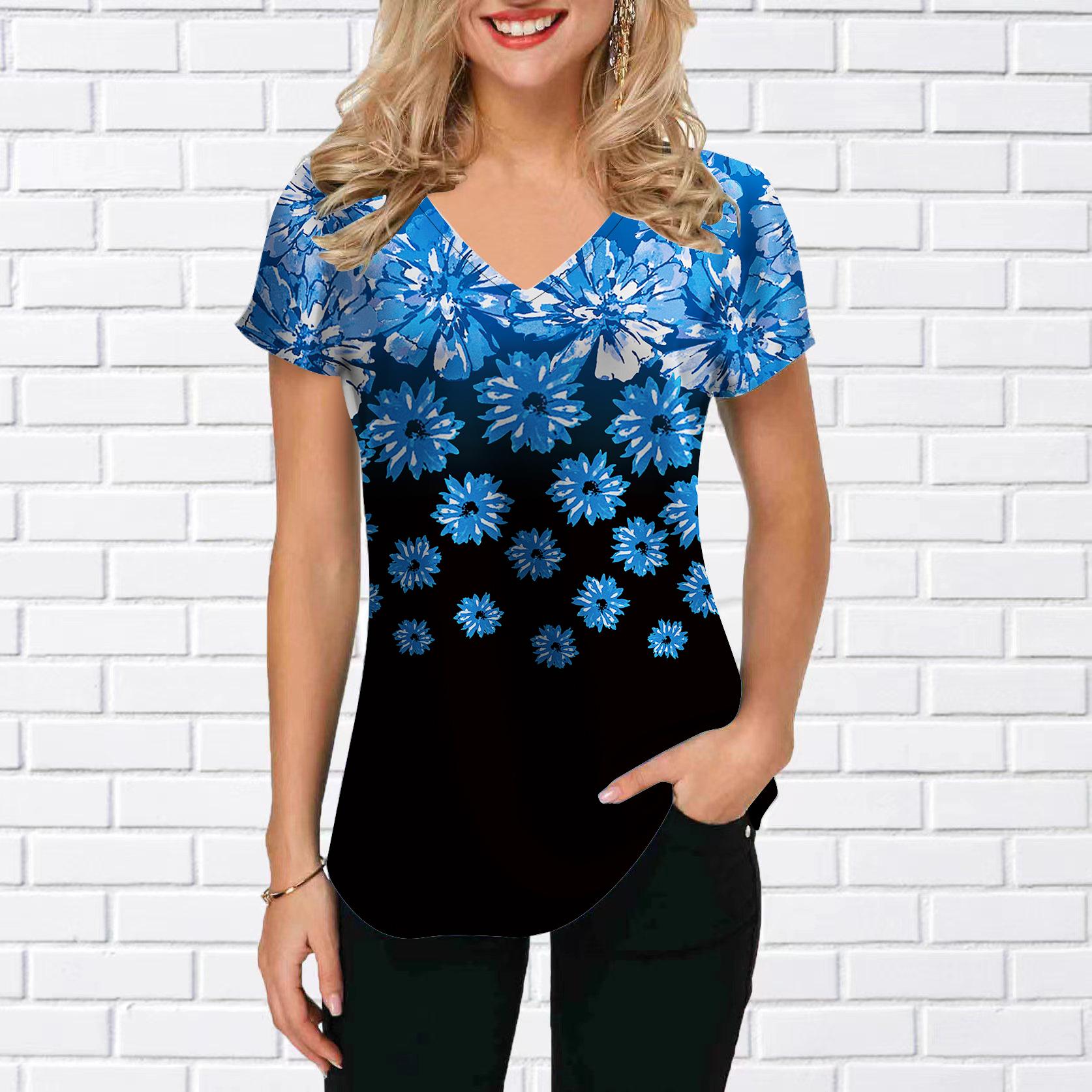 Женские топы с v-образным вырезом и короткими рукавами, подсолнечник, синие цветы, принт, свободная футболка, повседневная блузка 8XL светло-синий
Женские топы с v-образным вырезом и короткими рукавами, подсолнечник, синие цветы, принт, свободная футболка, повседневная блузка 8XL светло-синий