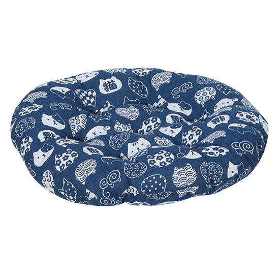 Стильные офисные домашние стулья с принтом, мягкая круглая хлопковая льняная подушка для сиденья Cat Blue