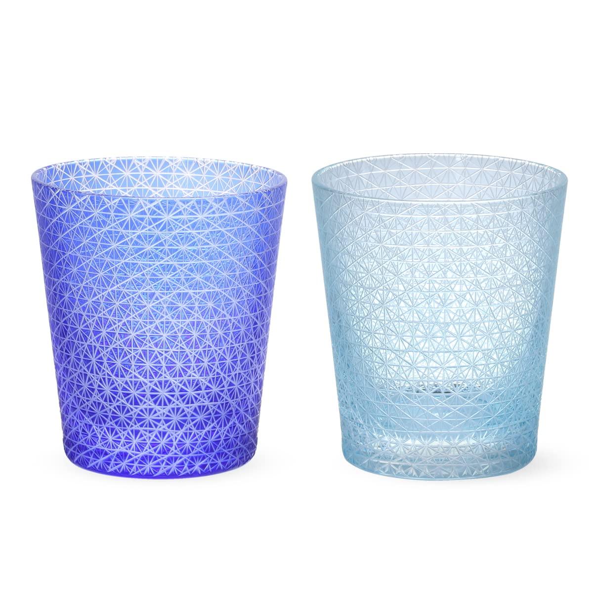 Ретро Стекло Кирико Резное Маленькое Голубое Небо Kasho Современная Модель J-kitchens Пара, 80xВ90мм, 220мл, Узор, и Синий,