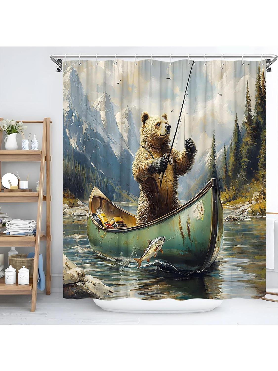 Rustic Bear Shower Curtain Vintage Forest Lake Funny Bear Fish Lake Fishing Wild Animal Mountain Country Cabin Lodge Hunting W60H190(CM)-1 Pcs
Rustic Bear Shower Curtain Vintage Forest Lake Funny Bear Fish Lake Fishing Wild Animal Mountain Country Cabin Lodge Hunting W60H190(CM)-1 Pcs