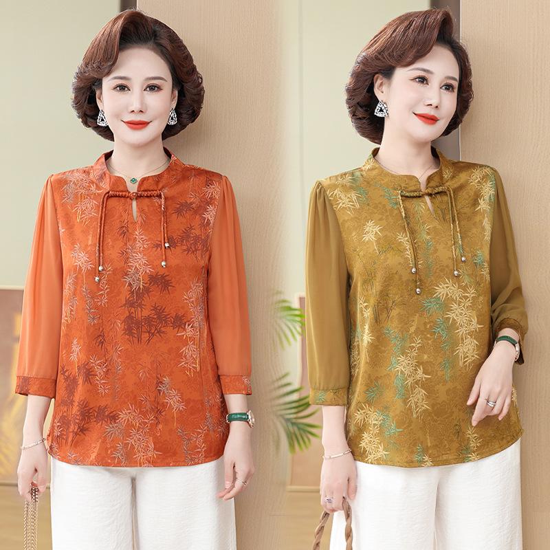 Chic Summer Chiffon Blouse for Middle-aged Women - Chinese Style, Round Neck, 3/4 Sleeves 5XL (140-155 Jin)
Chic Summer Chiffon Blouse for Middle-aged Women - Chinese Style, Round Neck, 3/4 Sleeves 5XL (140-155 Jin)