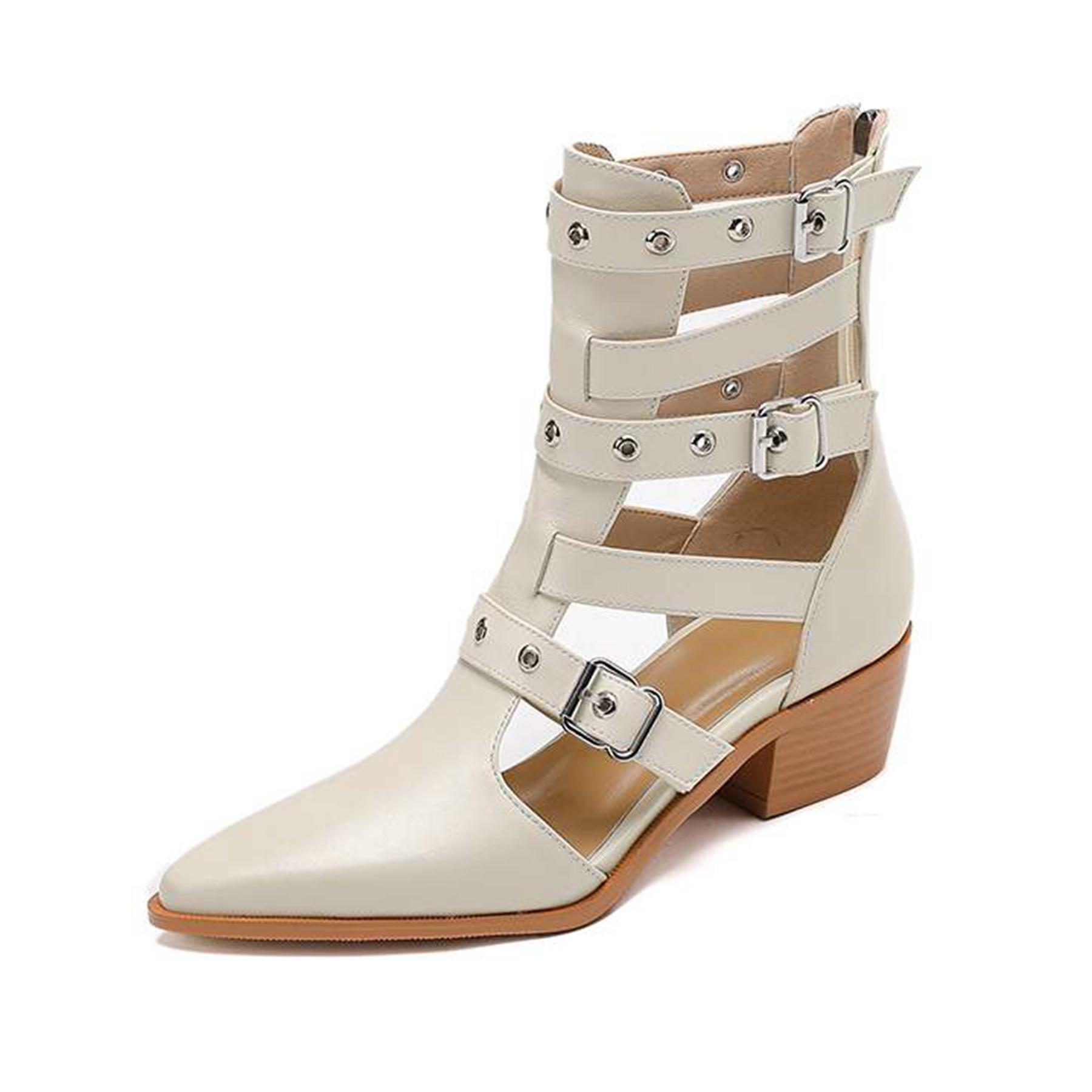 Krazing Pot Cow Skin Pointed Toe Size 43 Chunky Heels Summer Boots Rivets Fashion Hollow Out Belt Buckle Ankle Boots 34 слонова кістка
Krazing Pot Cow Skin Pointed Toe Size 43 Chunky Heels Summer Boots Rivets Fashion Hollow Out Belt Buckle Ankle Boots 34 слонова кістка