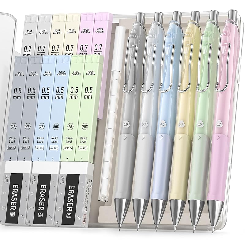 Four Candies KL218 mechanical pencil 6 pieces set 0.5mm & 0.7mm Mechanical pencils (3 each) HB & 2B shear core With eraser stationery writing utensils
Four Candies KL218 mechanical pencil 6 pieces set 0.5mm & 0.7mm Mechanical pencils (3 each) HB & 2B shear core With eraser stationery writing utensils