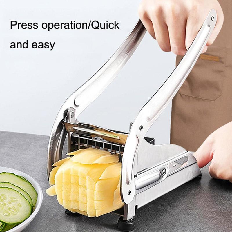 Stainless Steel Potato Cutter Slicer Kitchen French Fry Cutter without Silicone Suction Base (No FDA Certified,BPA-Free) Type A
Stainless Steel Potato Cutter Slicer Kitchen French Fry Cutter without Silicone Suction Base (No FDA Certified,BPA-Free) Type A
