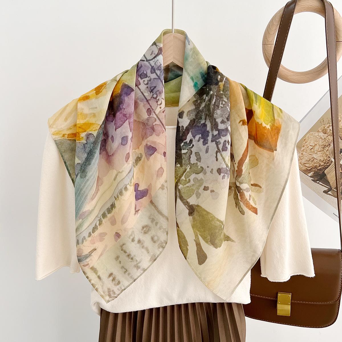 Literature And Art Blended Mulberry Silk Small Square Scarf Summer Versatile Multi-Functional Decorative Bag Head Headband High-End Scarf 65cm
Literature And Art Blended Mulberry Silk Small Square Scarf Summer Versatile Multi-Functional Decorative Bag Head Headband High-End Scarf 65cm