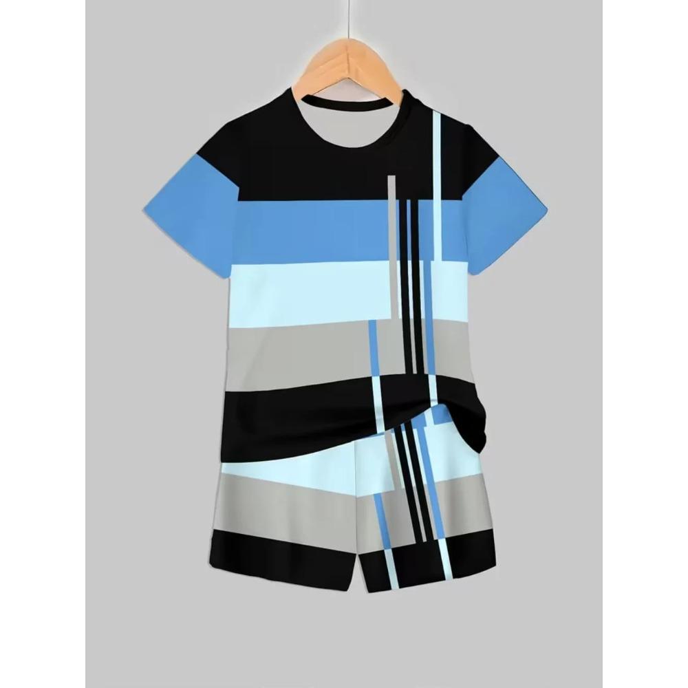 Creative Fun Stripe Pattern Children s Summer Fashion Comfortable Soft Breathable Short Sleeved Two-piece Set 160
Creative Fun Stripe Pattern Children s Summer Fashion Comfortable Soft Breathable Short Sleeved Two-piece Set 160