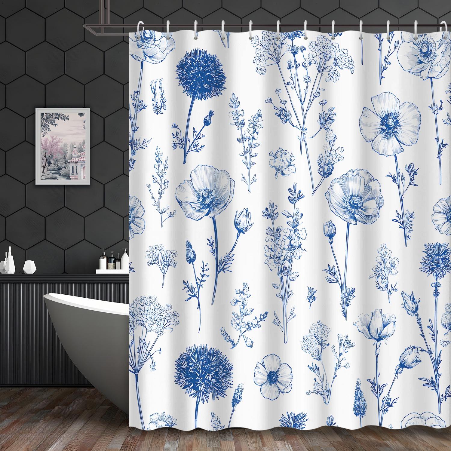 1Pc 2D Flat Printing Floral Pattern Shower Curtain With Blue Line Art,, Includes 12 Hooks, Bathroom Accessory, 2D Flat W60H190(CM)-1 Pcs
1Pc 2D Flat Printing Floral Pattern Shower Curtain With Blue Line Art,, Includes 12 Hooks, Bathroom Accessory, 2D Flat W60H190(CM)-1 Pcs