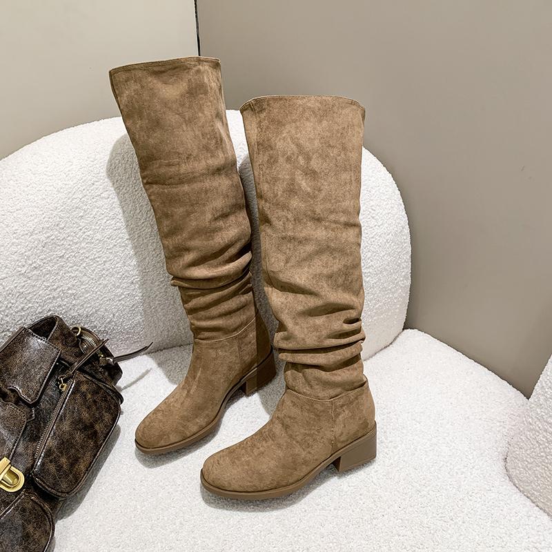 Vintage Slip On Pleated Women Long Boots Concise Thick Heel Knee High Booties Autumn Winter Shoes Zapatos De Mujer 35 хакі
Vintage Slip On Pleated Women Long Boots Concise Thick Heel Knee High Booties Autumn Winter Shoes Zapatos De Mujer 35 хакі