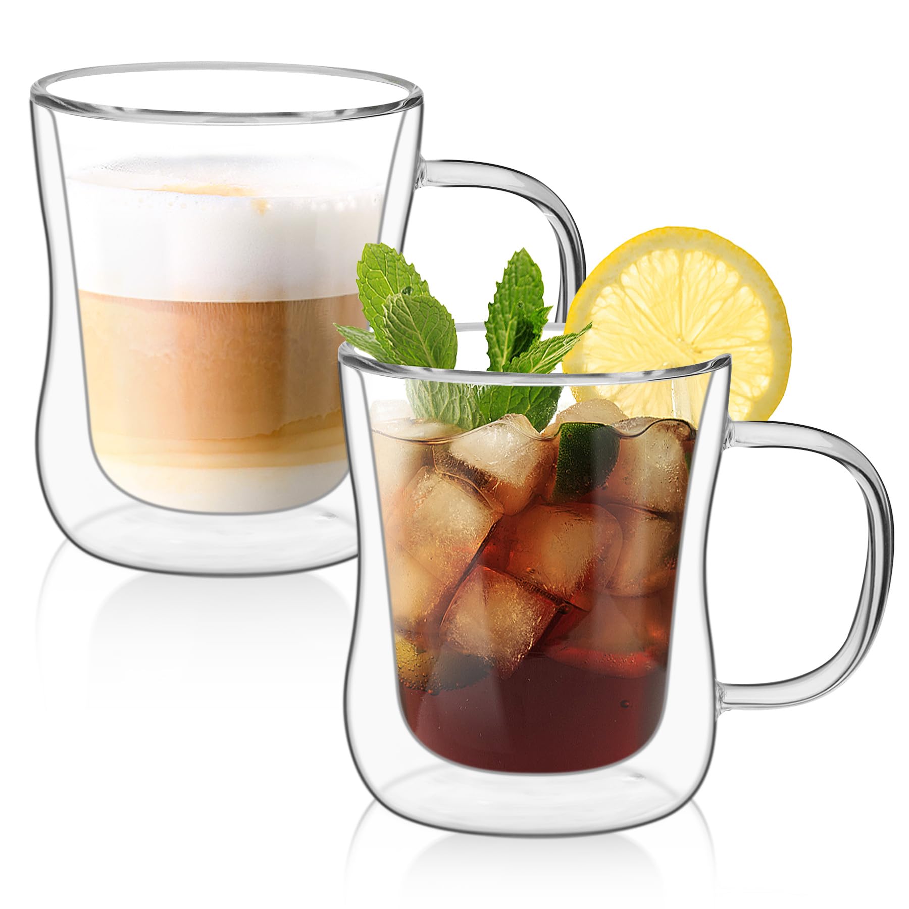 ComSaf Double Wall Cup Glass Tumbler Glass Cup with Handle Double Layer Heat Insulation Cold Insulation 350ml Coffee Milk Juice Microwave Safe 2 Piece
ComSaf Double Wall Cup Glass Tumbler Glass Cup with Handle Double Layer Heat Insulation Cold Insulation 350ml Coffee Milk Juice Microwave Safe 2 Piece