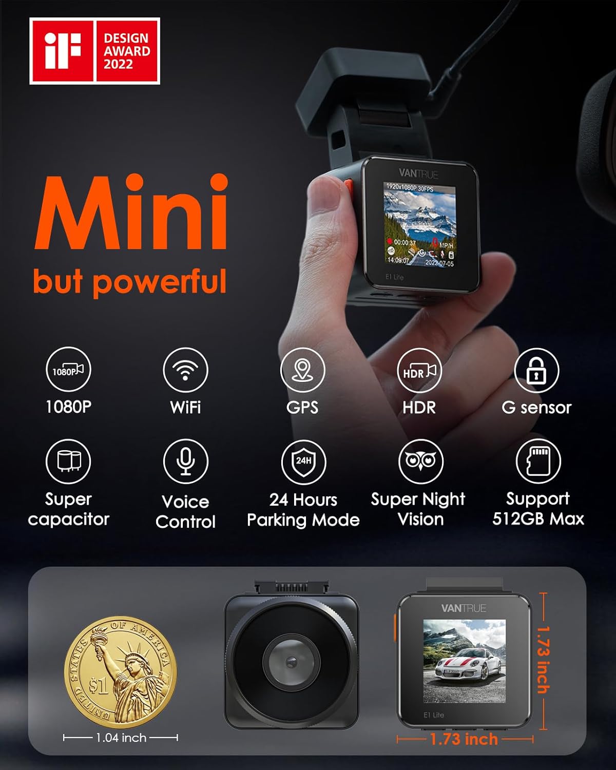 E1 Lite 1080P WiFi Dash Cam with GPS, Speed & 24H Parking Mode, Includes 128GB microSD Card United States
E1 Lite 1080P WiFi Dash Cam with GPS, Speed & 24H Parking Mode, Includes 128GB microSD Card United States