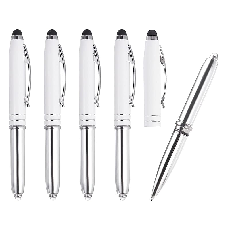 PATIKIL writing implements ballpoint pen metal pen stylus tip With LED flashlight 3 in 1 black ink 1.0mm medium point for touch screen white 5 pieces
PATIKIL writing implements ballpoint pen metal pen stylus tip With LED flashlight 3 in 1 black ink 1.0mm medium point for touch screen white 5 pieces