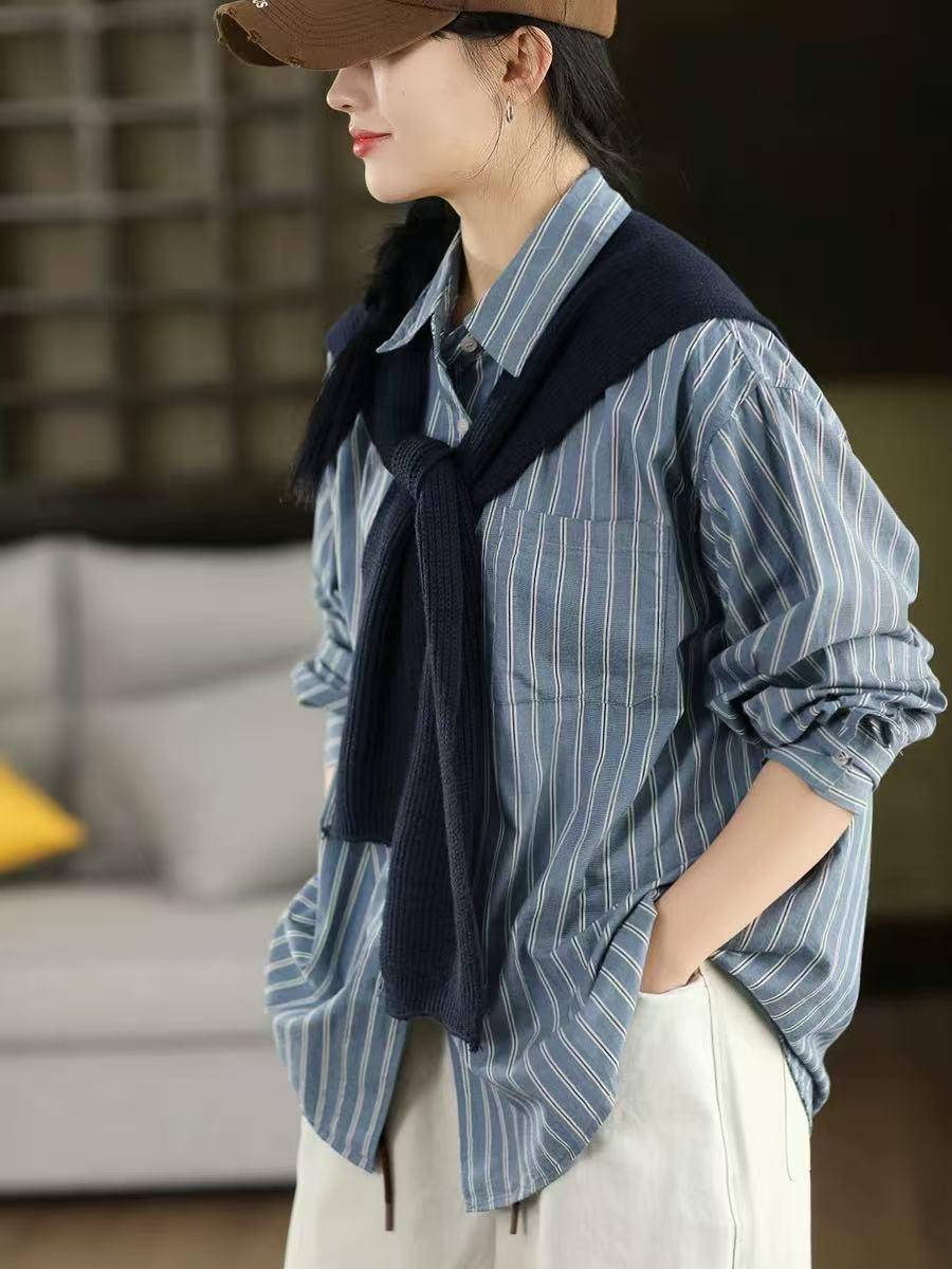 Spring 2026 Women s Artistic Cotton Two-Piece Set: Vertical Stripe Shawl Shirt with Long Sleeves One Size синій
Spring 2026 Women s Artistic Cotton Two-Piece Set: Vertical Stripe Shawl Shirt with Long Sleeves One Size синій