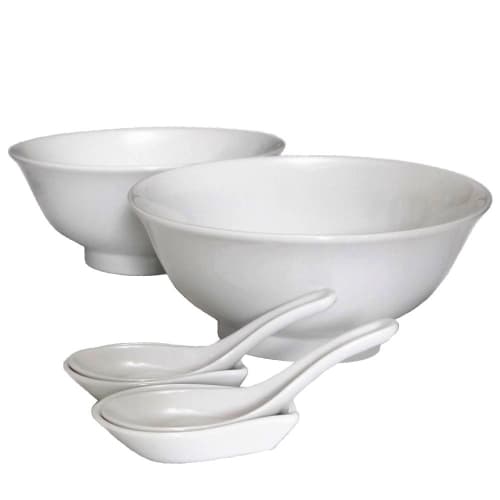 Landscape Ramen Bowl and Rice Spoon Set, White, Set of 2, Made in Japan
Landscape Ramen Bowl and Rice Spoon Set, White, Set of 2, Made in Japan