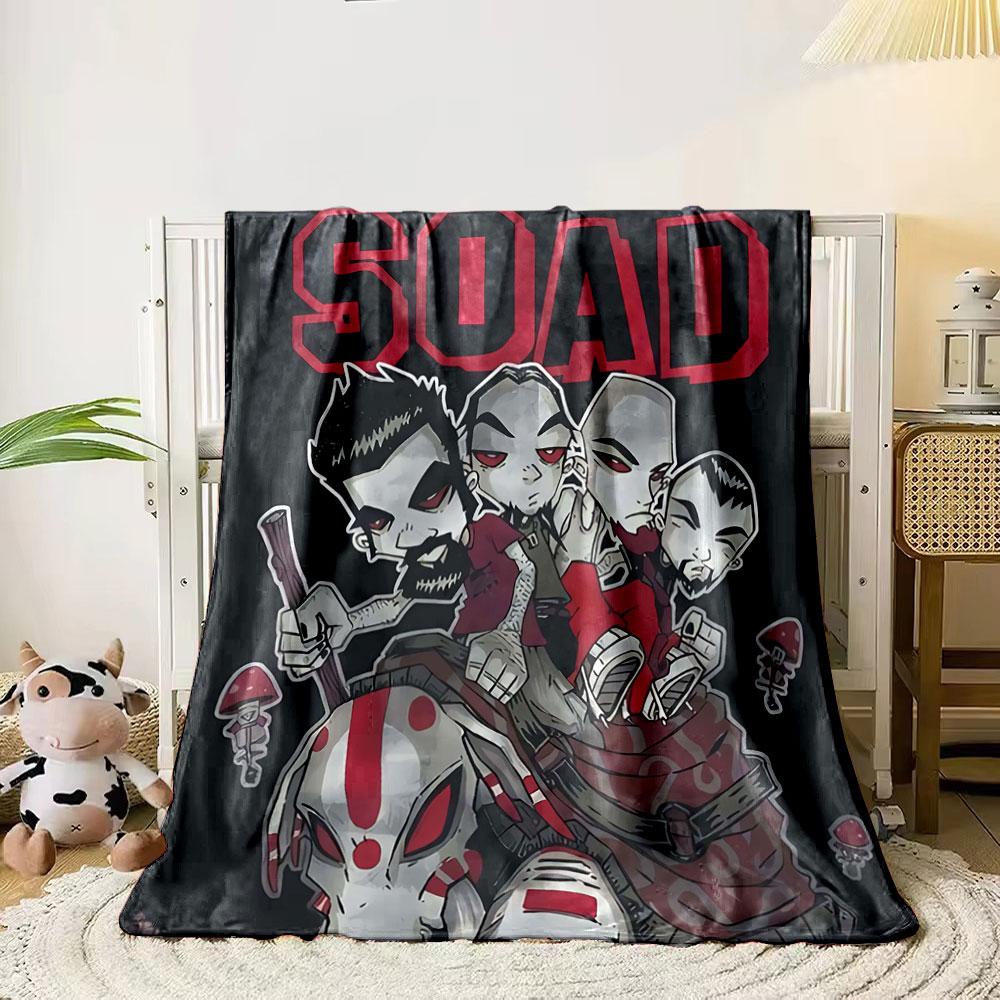 Cartoon characters riding a creature, red accents, bold SOAD text. for all seasons blanket lunch break throw gift 80cm x 120cm
Cartoon characters riding a creature, red accents, bold SOAD text. for all seasons blanket lunch break throw gift 80cm x 120cm