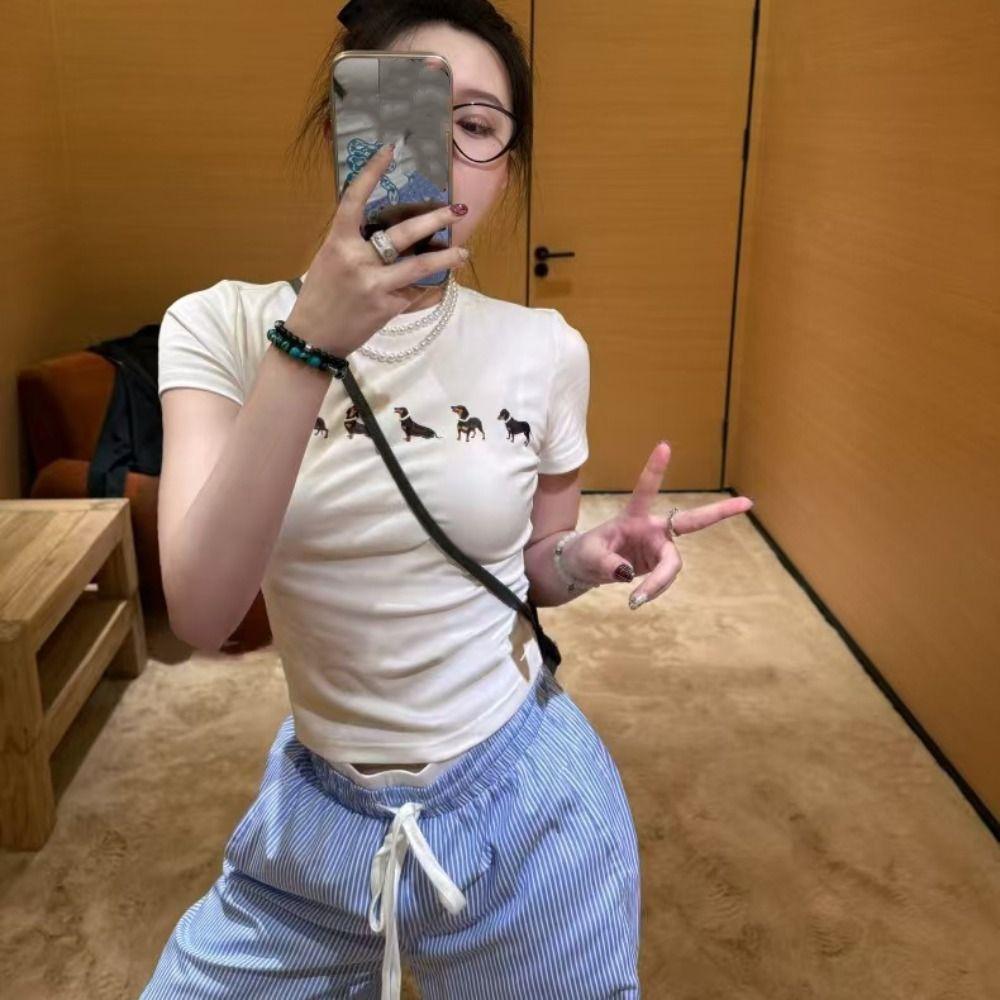 Cartoon Dog Y2K Crop Top Slim Fit Tees Shirts Women Cute Short Sleeve T-shirt Streetwear XL сірий
Cartoon Dog Y2K Crop Top Slim Fit Tees Shirts Women Cute Short Sleeve T-shirt Streetwear XL сірий