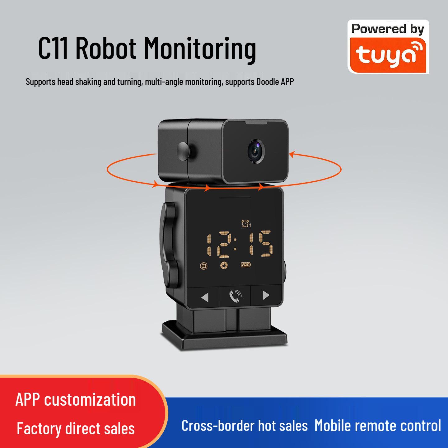 C11 Robot Camera with Built-in Battery, Remote Intercom, Night Vision, and Pan-Tilt Head.
C11 Robot Camera with Built-in Battery, Remote Intercom, Night Vision, and Pan-Tilt Head.