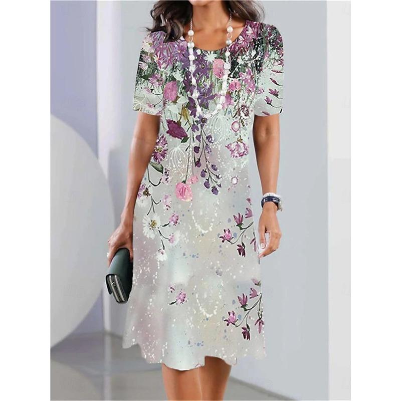 Women s Elegant Woman Clothes Evening Midi Dress Crew Neck Short Sleeve Casual Dress Shift DressFemale Clothing Casual Floral S
Women s Elegant Woman Clothes Evening Midi Dress Crew Neck Short Sleeve Casual Dress Shift DressFemale Clothing Casual Floral S