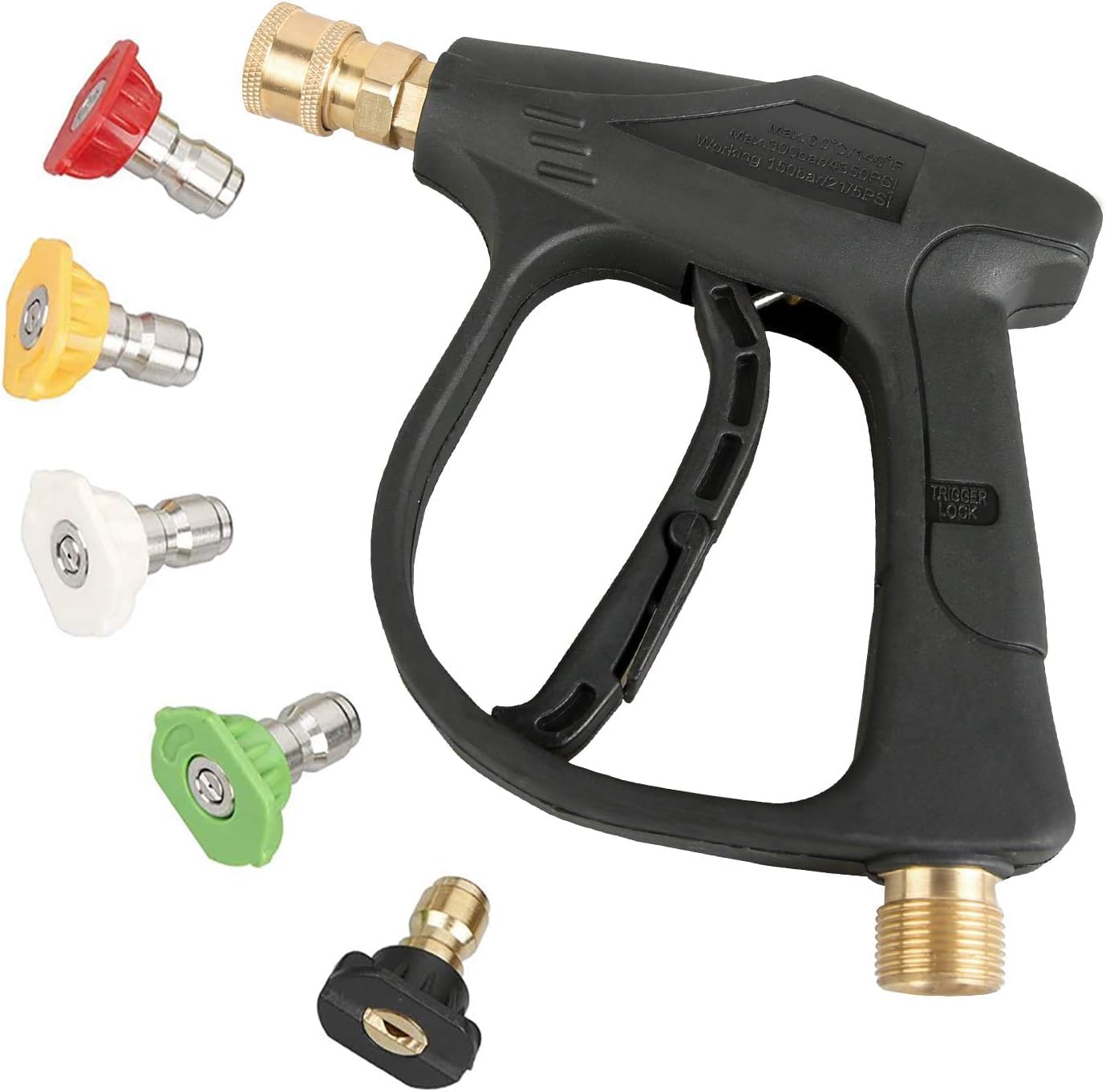 YUET High Pressure Washer Gun with 5 Spray Nozzles, 4350 PSI, 1/4 Inch Quick Release, Car Washer Gun, Power Short Spray Gun, M22 Metric Thread, Car Cl
YUET High Pressure Washer Gun with 5 Spray Nozzles, 4350 PSI, 1/4 Inch Quick Release, Car Washer Gun, Power Short Spray Gun, M22 Metric Thread, Car Cl