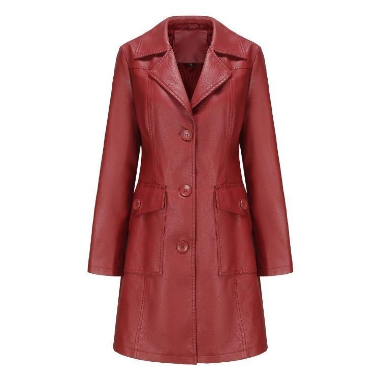 Slim Fit Womens Leather Jacket Fashion Outerwear Lapel Collar Zipper Long Sleeve for Fall Winter XXXL бордовий
Slim Fit Womens Leather Jacket Fashion Outerwear Lapel Collar Zipper Long Sleeve for Fall Winter XXXL бордовий