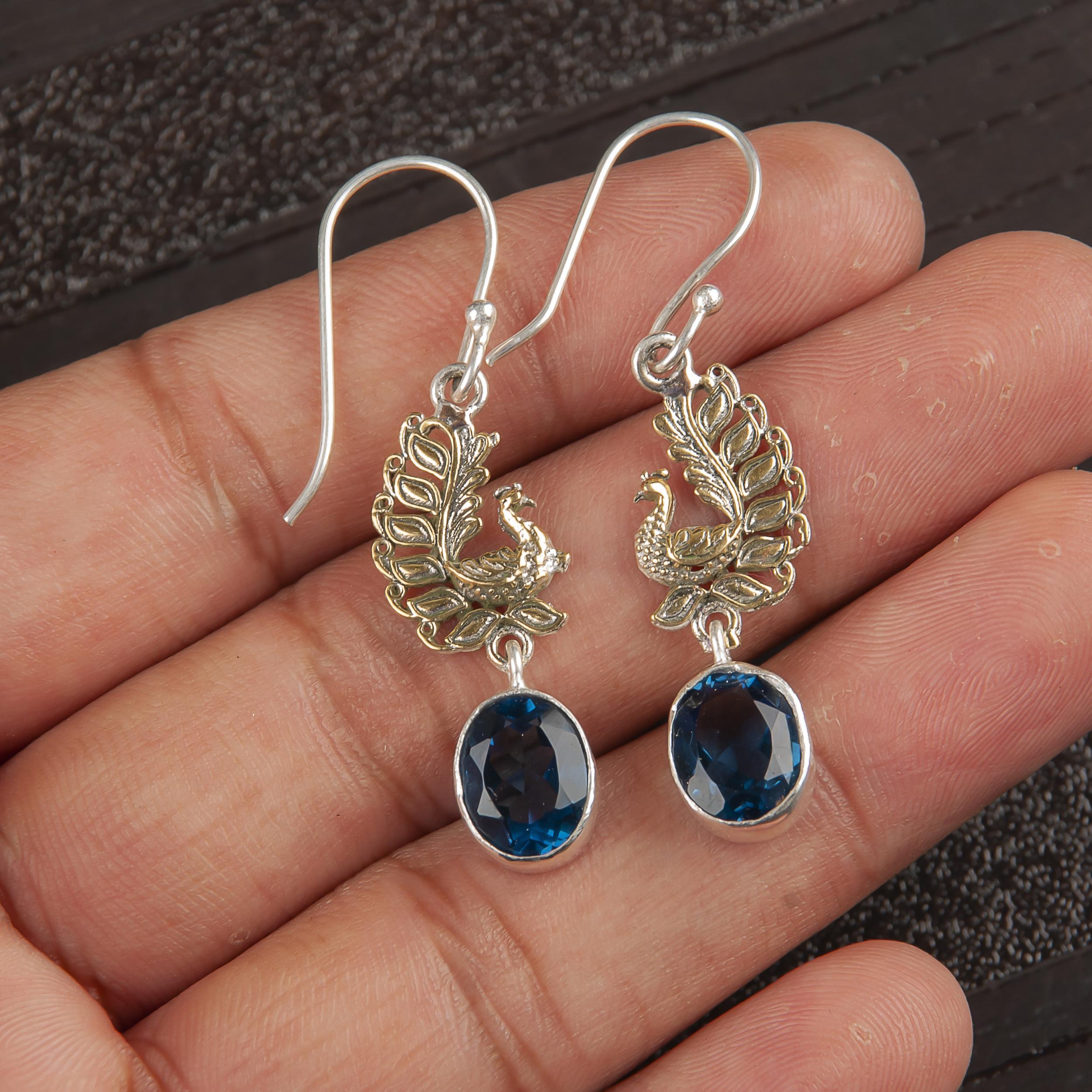 London Blue Topaz Gemstone Jewelry, 925 Solid Sterling Silver Earrings, Handmade Bohemian Earrings For Gift 1.8 Inches синій
London Blue Topaz Gemstone Jewelry, 925 Solid Sterling Silver Earrings, Handmade Bohemian Earrings For Gift 1.8 Inches синій