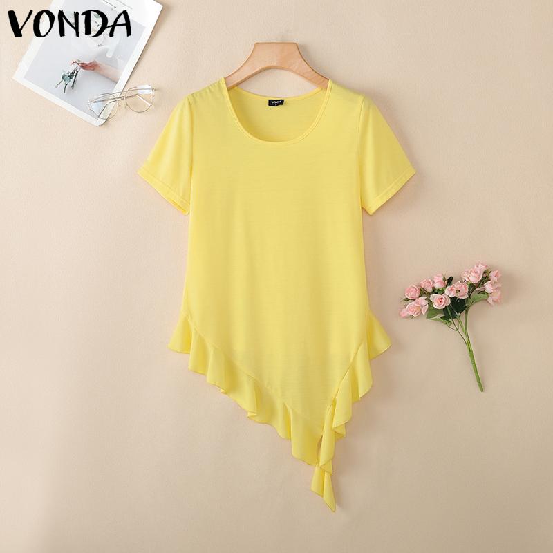 VONDA Летняя женская блузка с круглым вырезом, короткими рукавами и нерегулярными оборками, повседневная 5XL
VONDA Летняя женская блузка с круглым вырезом, короткими рукавами и нерегулярными оборками, повседневная 5XL