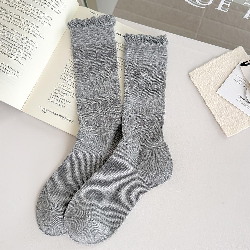 White Pile-up Socks - Sweet Ballet-style Long Stockings for Spring and Summer, Featuring Thin Mesh, Breathable Fabric and Frilly Edges. 1 pair темно-сірий
White Pile-up Socks - Sweet Ballet-style Long Stockings for Spring and Summer, Featuring Thin Mesh, Breathable Fabric and Frilly Edges. 1 pair темно-сірий