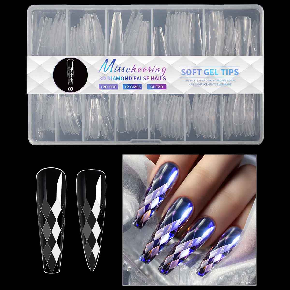 3D Diamond Rhombus False Clear Nail Tips Long Stiletto Coffin Full Cover Nail Art Decoration Tools 12 Sizes 120PC Press On Nails
3D Diamond Rhombus False Clear Nail Tips Long Stiletto Coffin Full Cover Nail Art Decoration Tools 12 Sizes 120PC Press On Nails