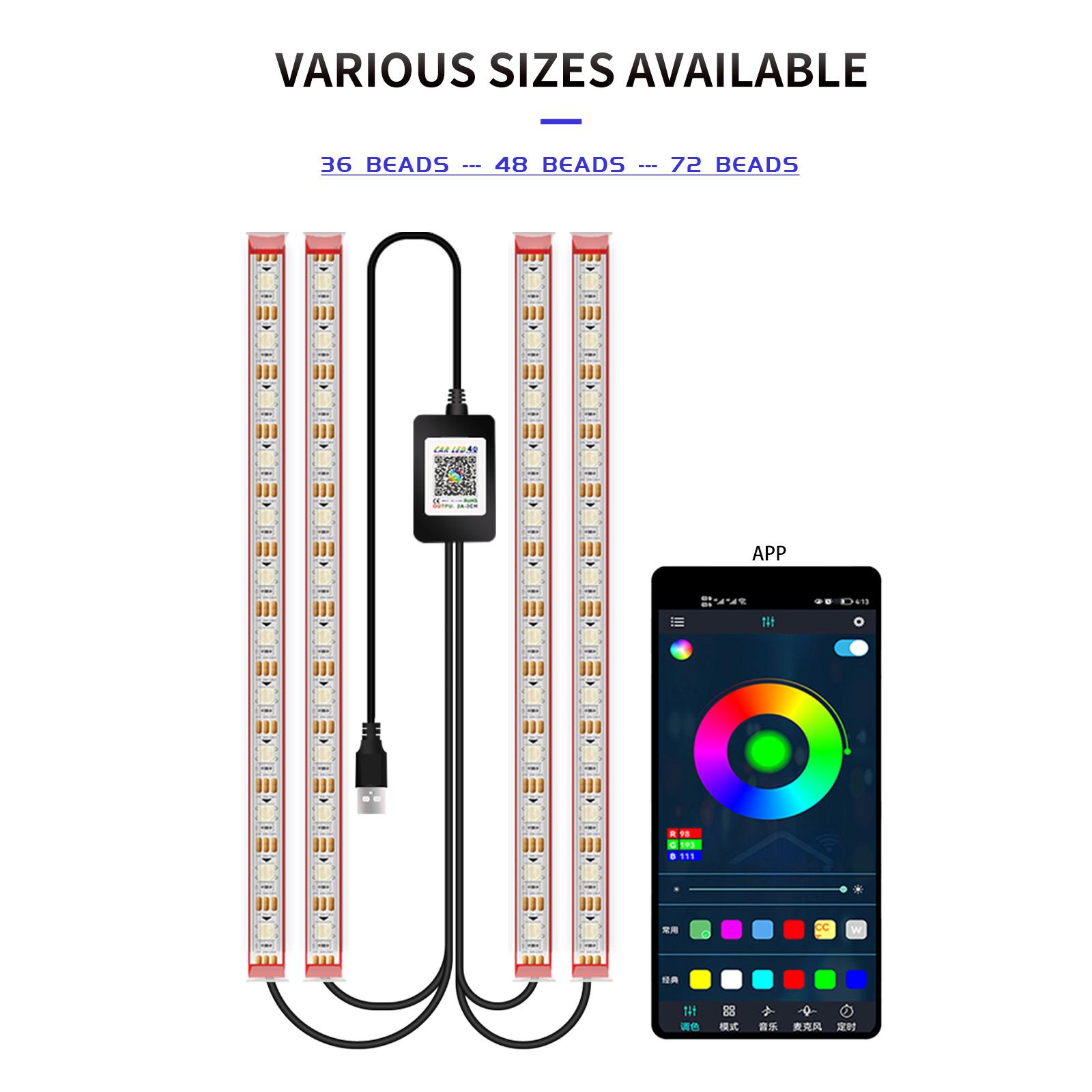 M1U36 36 LED Beads Bluetooth-compatible APP Controlled Colorful SUV Footwell Ambient Lights Car Interior Lights Type A
M1U36 36 LED Beads Bluetooth-compatible APP Controlled Colorful SUV Footwell Ambient Lights Car Interior Lights Type A