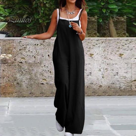 Женский летний комбинезон с открытой спиной, без рукавов, на тонких бретельках, с широкими штанинами, свободный, с глубокими промежностными карманами, длинный женский комбинезон полной длины 
Женский летний комбинезон с открытой спиной, без рукавов, на тонких бретельках, с широкими штанинами, свободный, с глубокими промежностными карманами, длинный женский комбинезон полной длины