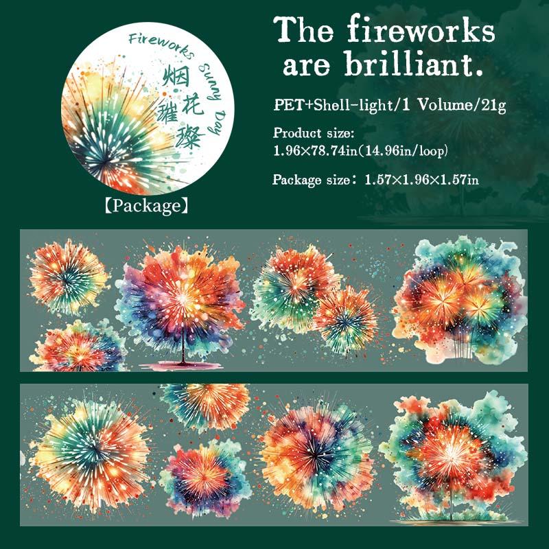 4 styles 50mm*200cm Fireworks sunny day series sticker Fireworks theme Scrapbooking Material Diary Album Junk Journal Supplies
4 styles 50mm*200cm Fireworks sunny day series sticker Fireworks theme Scrapbooking Material Diary Album Junk Journal Supplies