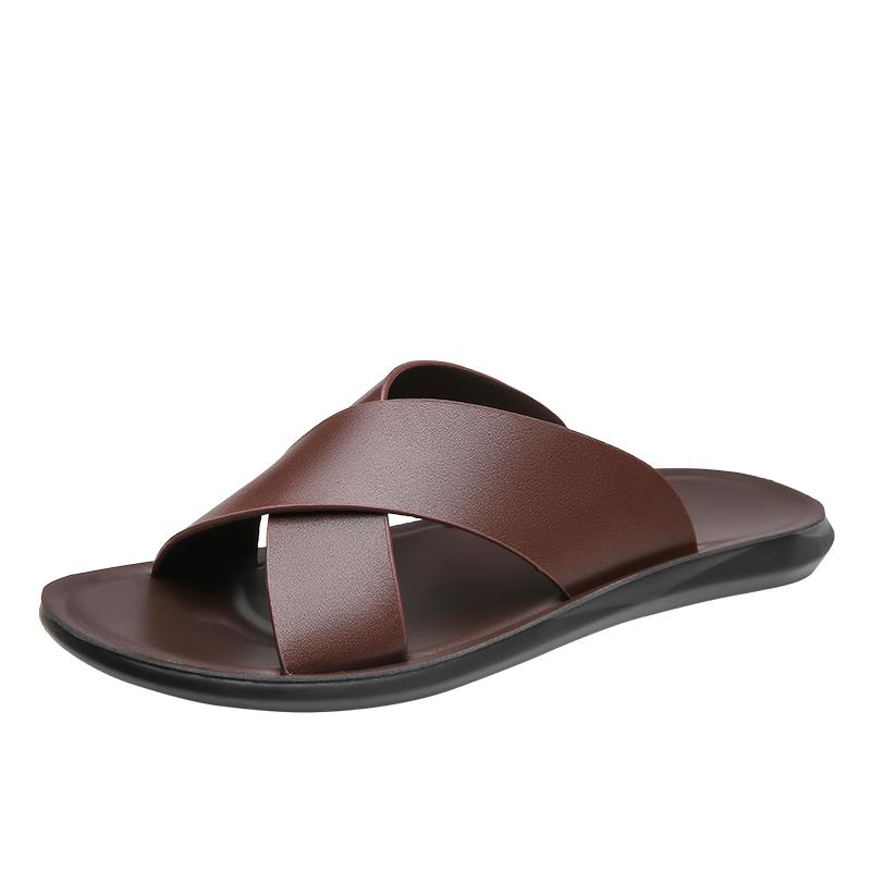 Модная мужская летняя повседневная обувь Горячая распродажа Мужские тапочки Стильный стиль Мужские полушлепанцы Уличные Повседневные Пляжные Шлепанцы Легкие Мужские Слайды 48 коричневый