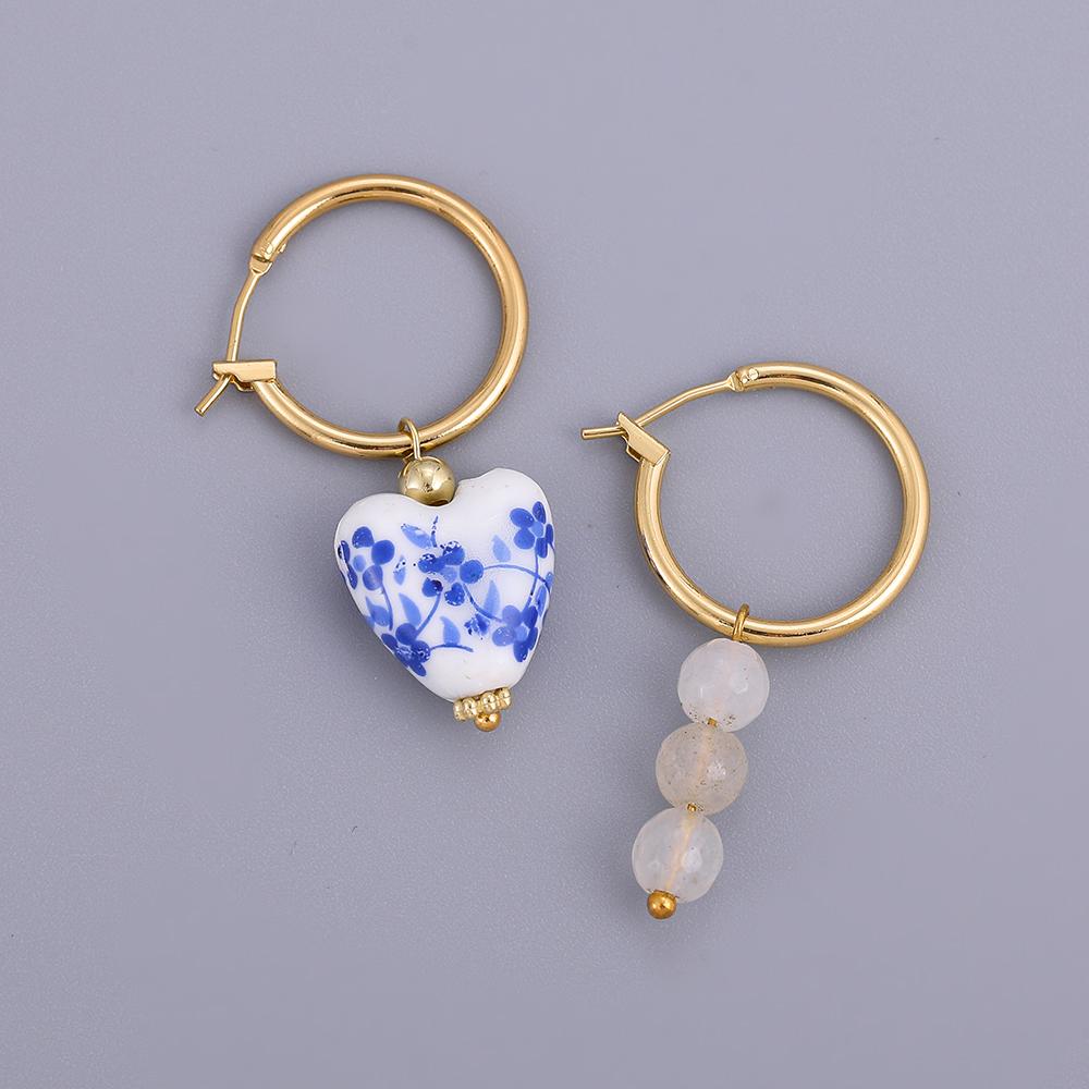 Asymmetric Handmade Round Heart Flower Ceramic and Pearl Hoop Earrings for Women Golden Color Stainless Steel Circle Earrings
Asymmetric Handmade Round Heart Flower Ceramic and Pearl Hoop Earrings for Women Golden Color Stainless Steel Circle Earrings