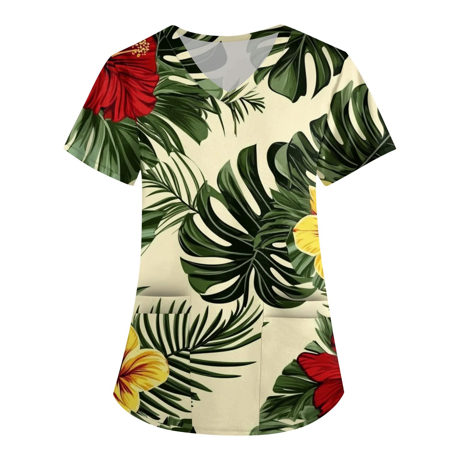 Women s Fashion V-neck Short-sleeved Workwear With Pocket Hawaiian Print Top Carer Suit S
Women s Fashion V-neck Short-sleeved Workwear With Pocket Hawaiian Print Top Carer Suit S
