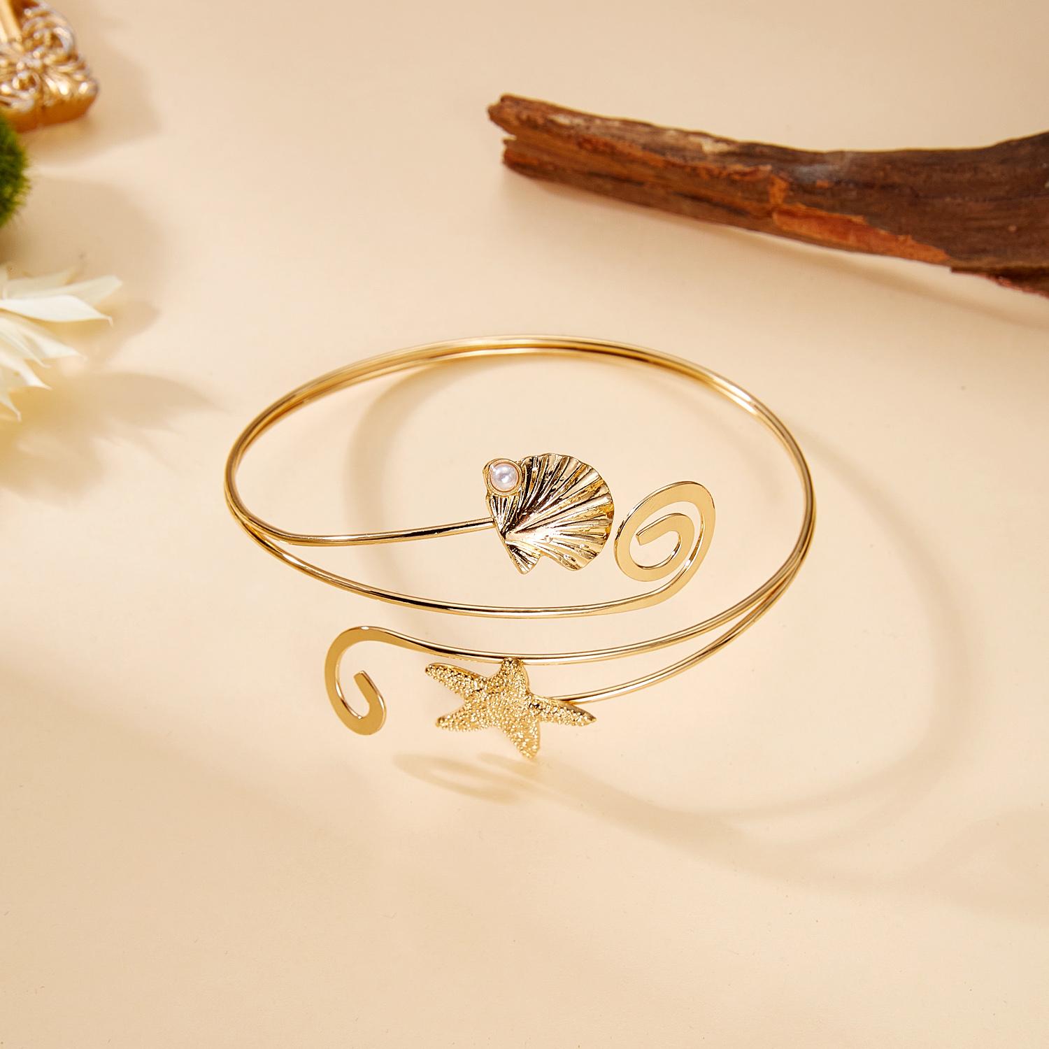 Boho Imitation Pearl Shell Upper Arm Cuff Bracelet for Women Music Note Spiral Starfish Open Bangle Beach Party Jewelry Gift
Boho Imitation Pearl Shell Upper Arm Cuff Bracelet for Women Music Note Spiral Starfish Open Bangle Beach Party Jewelry Gift