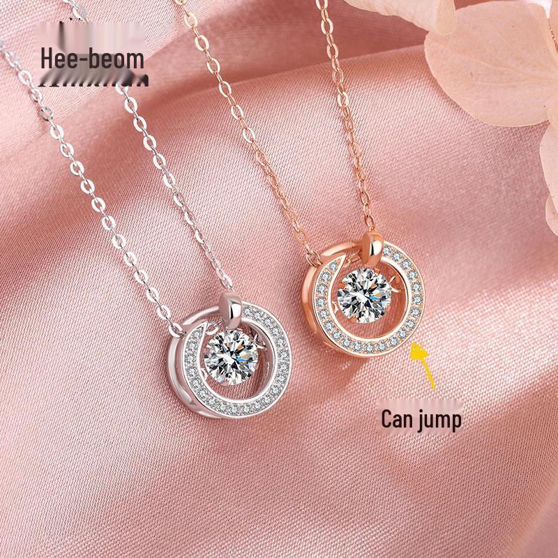 S925 Sterling Silver Dancing Heart Necklace with Full Diamond Designs - Korean Fashion Style for Influencer Jewelry Collection Platinum-925 Sterling Silver
S925 Sterling Silver Dancing Heart Necklace with Full Diamond Designs - Korean Fashion Style for Influencer Jewelry Collection Platinum-925 Sterling Silver