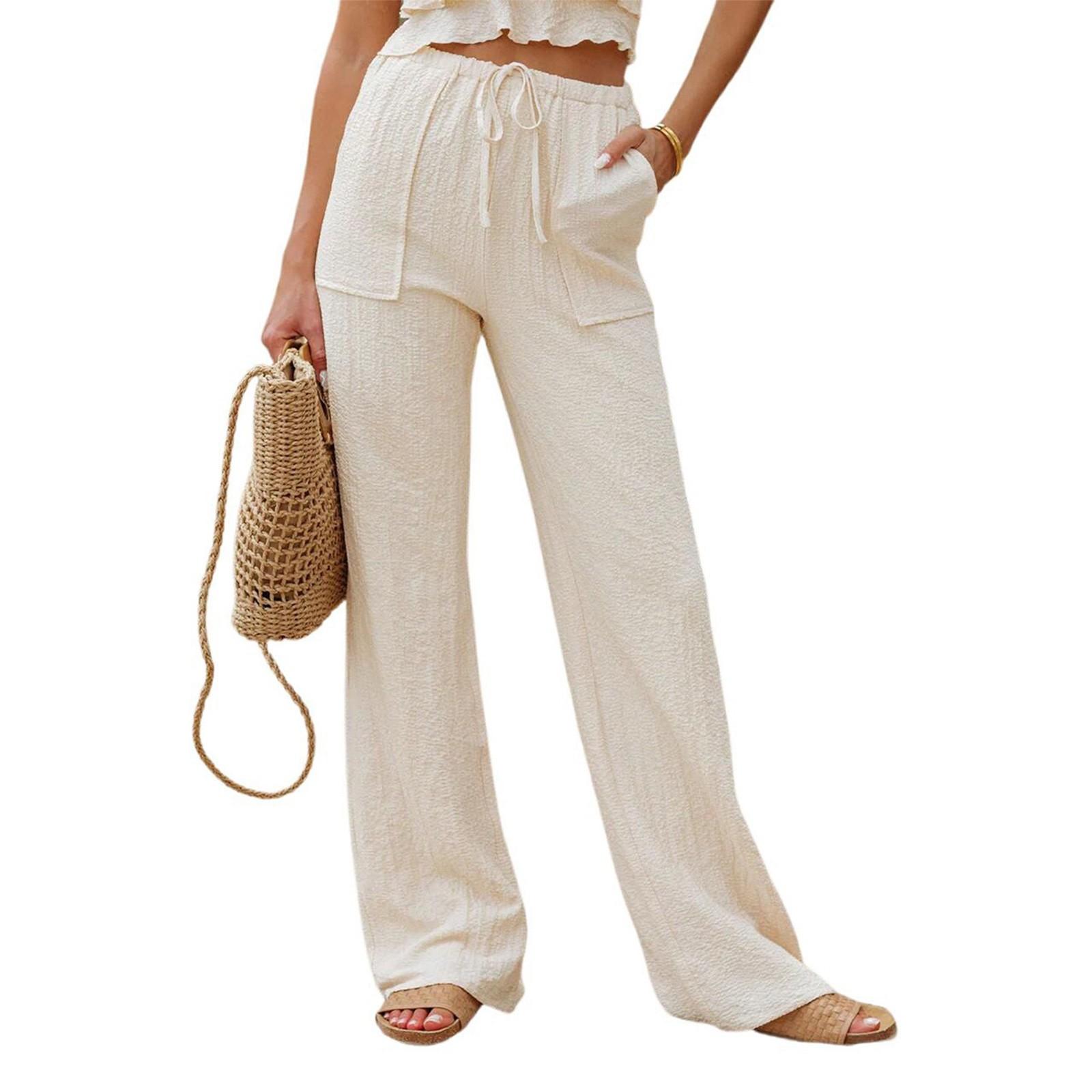 Жіночі однотонні однотонні повсякденні штани з високою талією та прямими штанами на еластичній талії M хакі
Жіночі однотонні однотонні повсякденні штани з високою талією та прямими штанами на еластичній талії M хакі