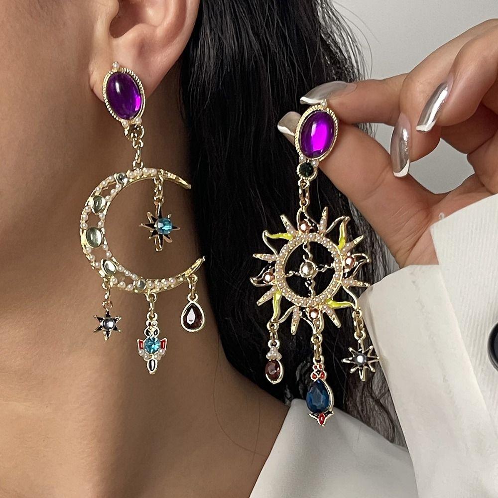 Handmade Dangle Earring Medieval Style Crystal Earrings Sweet Sun&Moon Earrings Women чорний
Handmade Dangle Earring Medieval Style Crystal Earrings Sweet Sun&Moon Earrings Women чорний