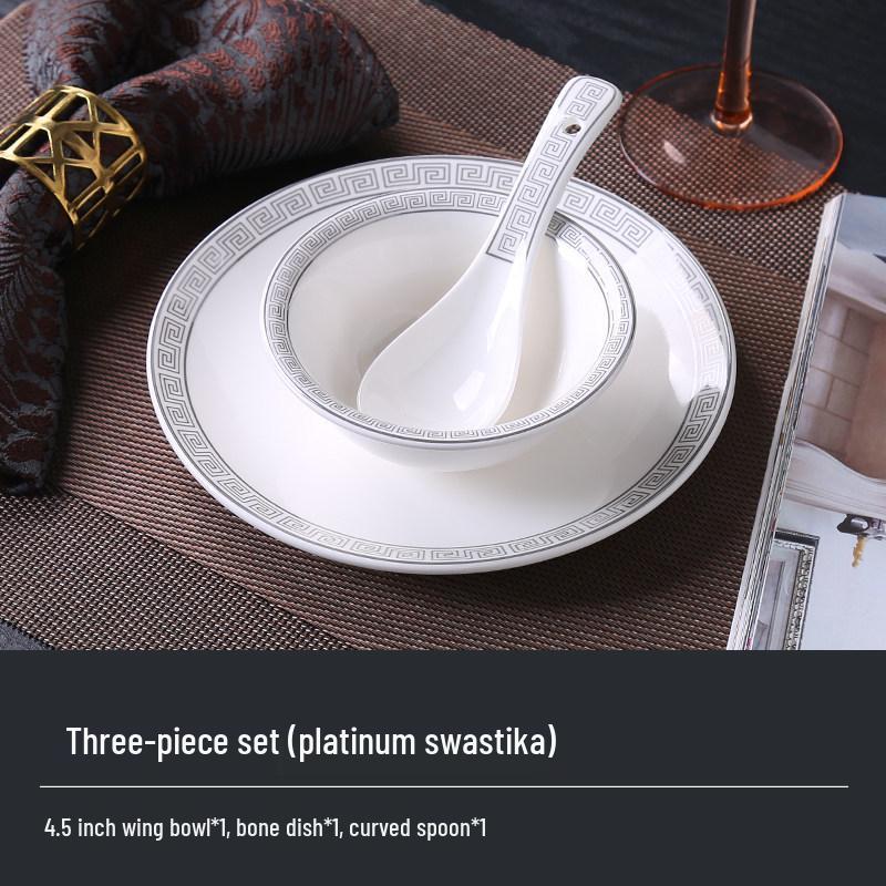 Chinese Ceramic Dinnerware Set: Bowls and Plates for Restaurant & Hotel, Available in Three or Four-Piece Sets.
Chinese Ceramic Dinnerware Set: Bowls and Plates for Restaurant & Hotel, Available in Three or Four-Piece Sets.