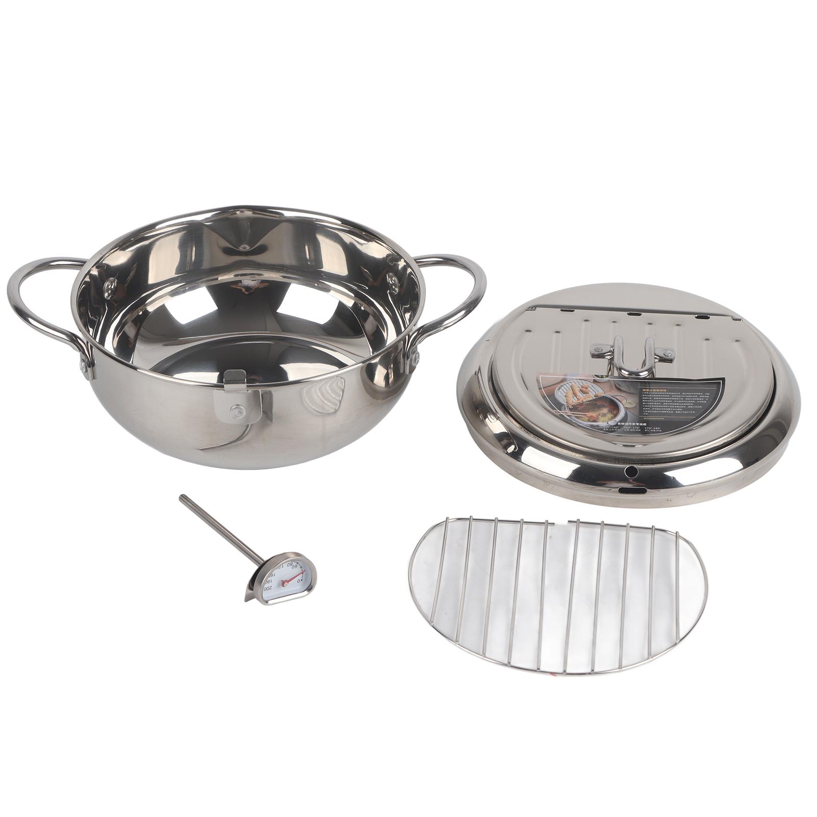 Stainless Steel Deep Frying Pan Japanese Tempura Fryer with Thermometer Control Non Stick Frying серебряный
Stainless Steel Deep Frying Pan Japanese Tempura Fryer with Thermometer Control Non Stick Frying серебряный