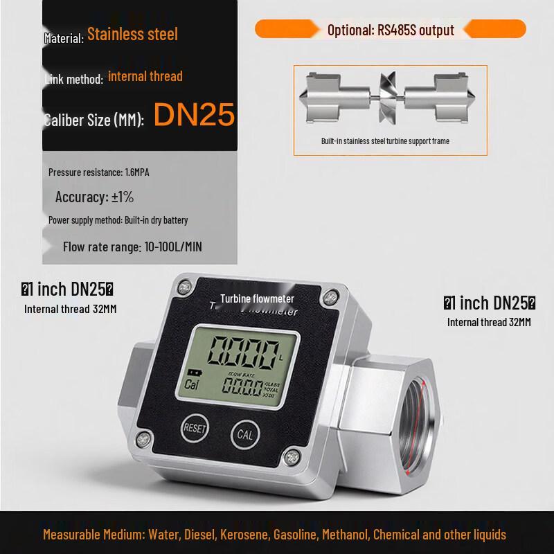 Aokewen 1-inch Stainless Steel Turbine Flowmeter
Aokewen 1-inch Stainless Steel Turbine Flowmeter